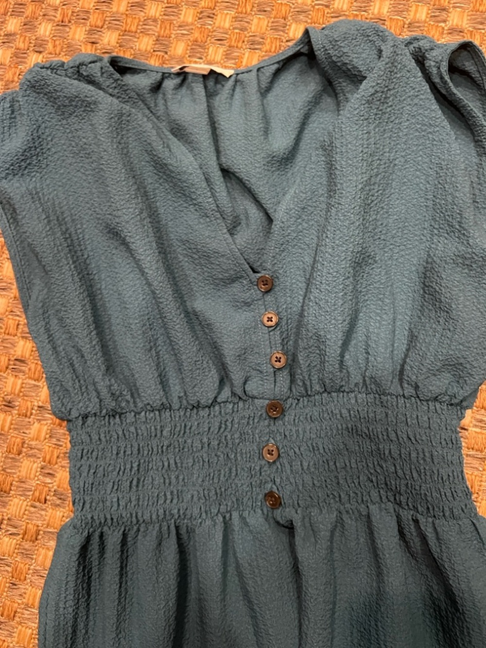 Calvin Klein Teal Tiered Maxi Dress with Smocked Waist - Picture 2 of 3